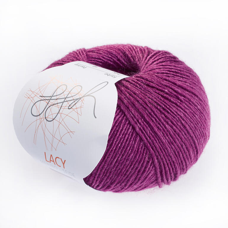 Lacy von ggh in kräftigem Lila, präsentiert als Wollknäuel.