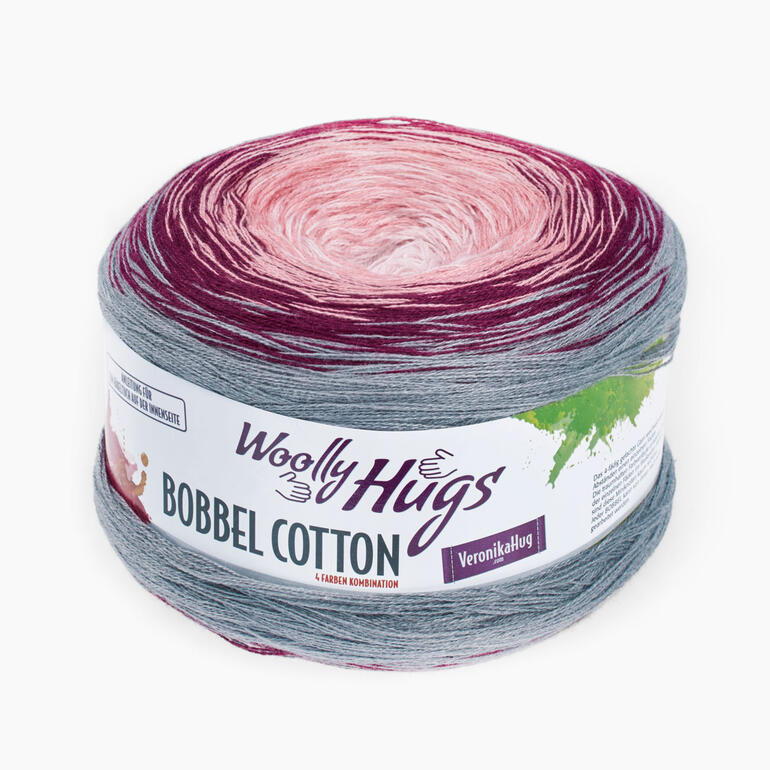 Bobbel Cotton von Woolly Hugs in Rosa/Granit-Mischung.