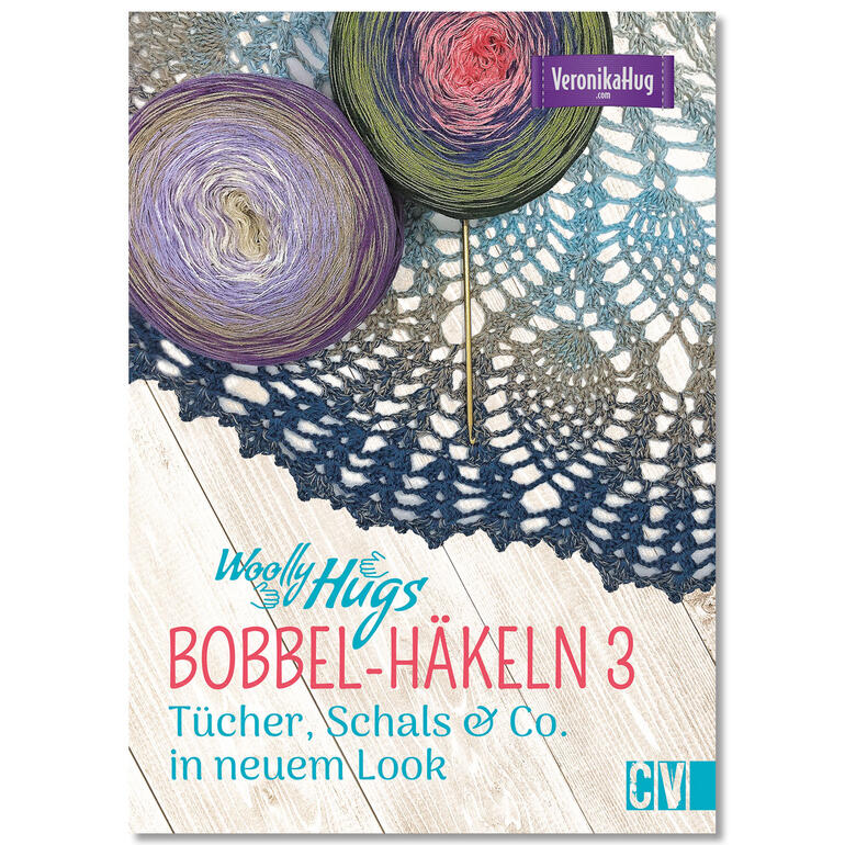 Buchcover für 'Woolly Hugs Bobbel-Häkeln 3' mit gehäkelten Tüchern
