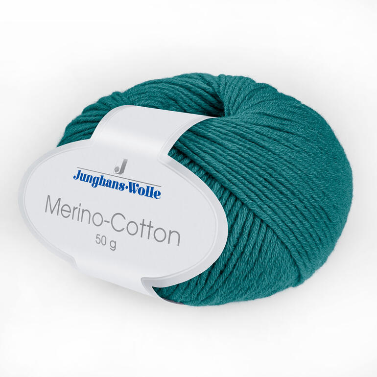 Merino-Cotton von Junghans-Wolle in türkisfarbigem Wollknäuel