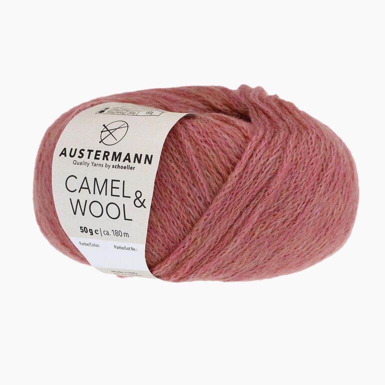 Camel & Wool von Austermann, rosafarbenes Garn.
