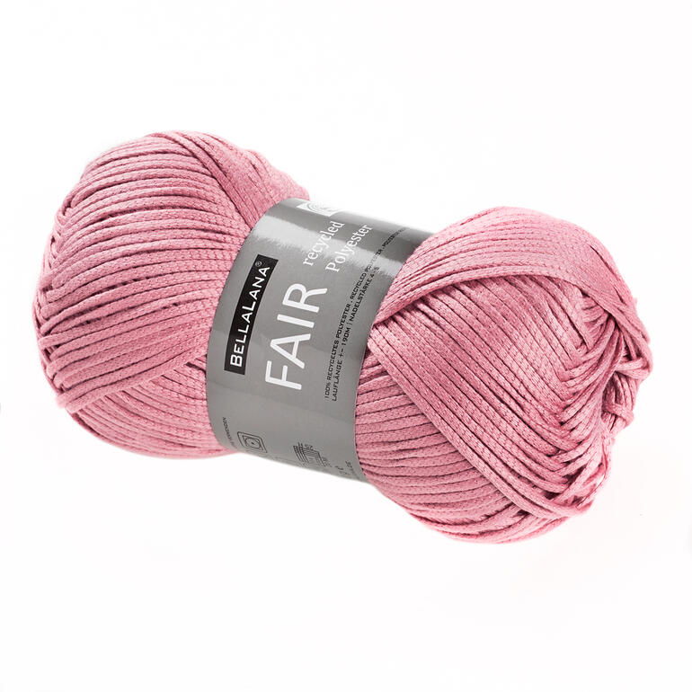 Fair recycled Polyester von BellaLana in Rosa, 50 g Knäuel.