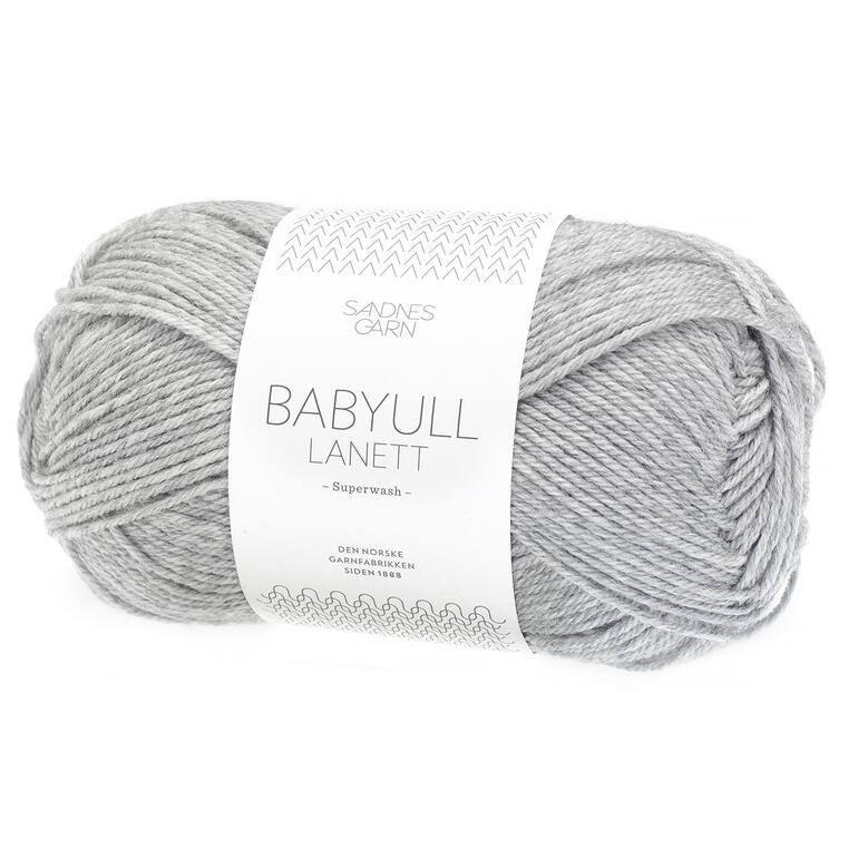 Grau Babyull Lanett von Sandnes Garn in einem runden Format.