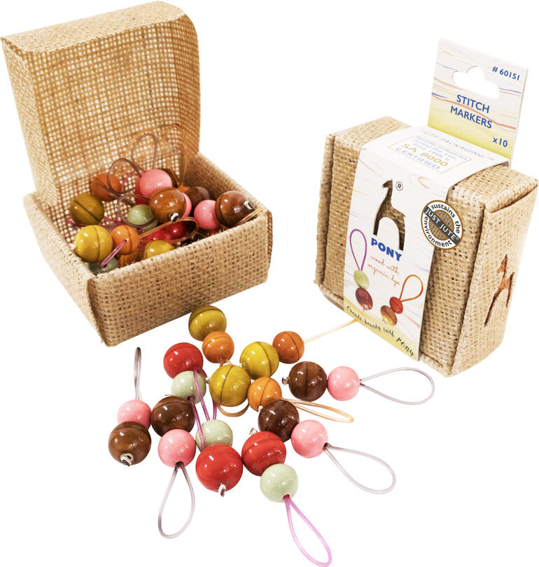 PONY JUST JUTE© Maschenmarkierer aus Holz in Geschenkbox