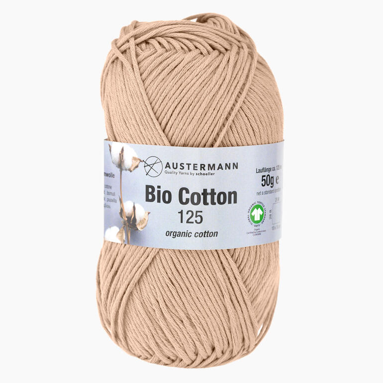 Bio Baumwollgarn 125 von Austermann® in Beigefarbe, 50g, aus biologischer Baumwolle.