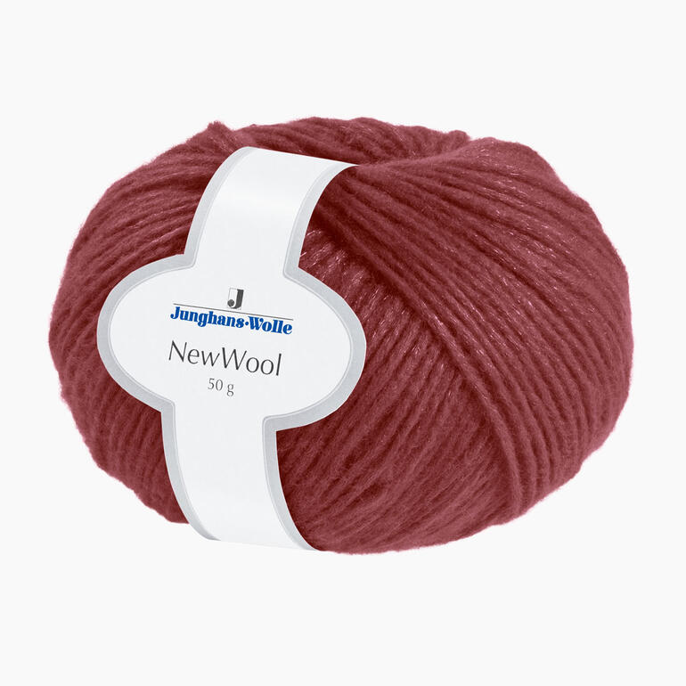 Wollgarn NewWool in Rotbraun, 50 g.