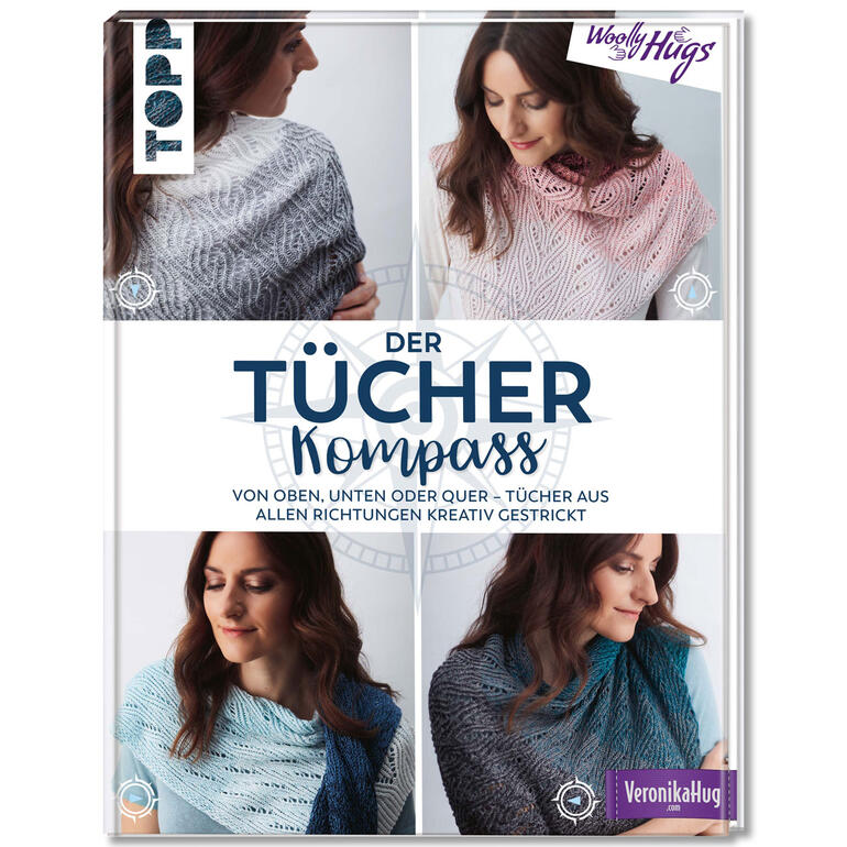 Buch 'Woolly Hugs Der Tücher-Kompass' mit vielfältigen Tücher-Projekten.