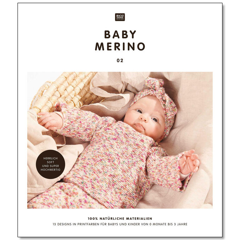 Heft 'Baby Merino 02' mit 13 Designs für Babys und Kleinkinder.