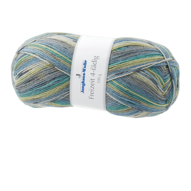 Sockenwolle Freizeit 4-fädig von Junghans-Wolle in bunten Farben.