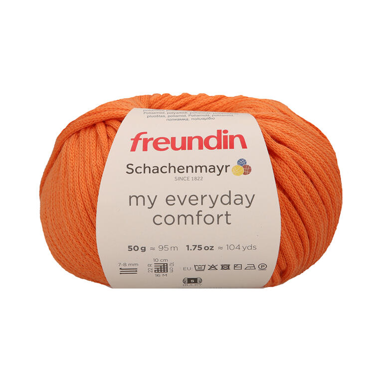 my everyday comfort von freundin x Schachenmayr in der Farbe Orange, 50g Wolle.