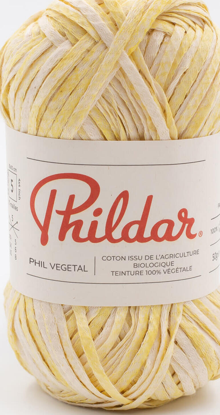 Phil Vegetal Garn in gelb-weißer Farbgebung