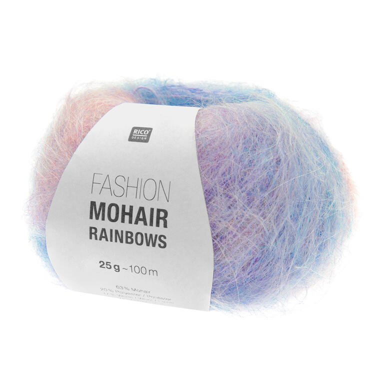 Häkelgarn Fashion Mohair Rainbows in bunten Farben, 25 g.