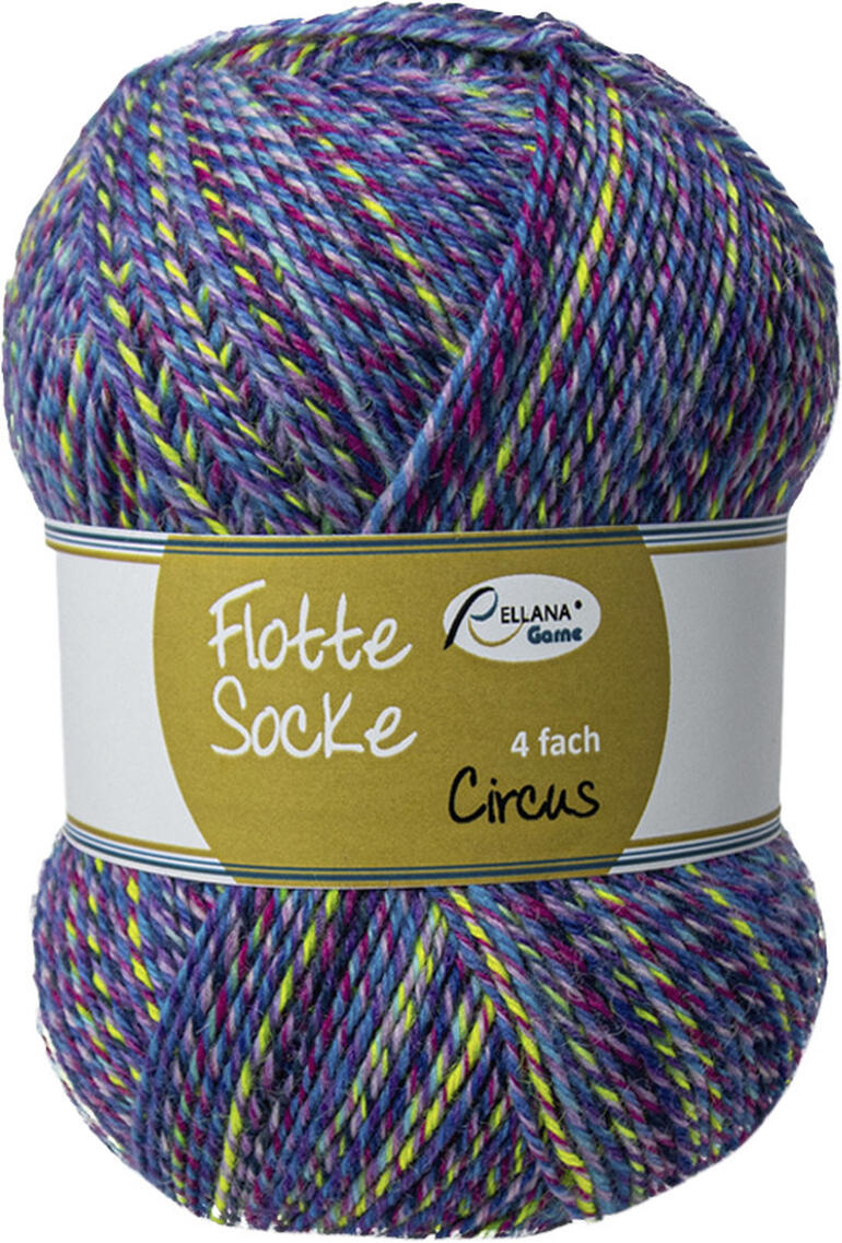 Bunte Sockenwolle 'Flotte Socke Circus' 4-fach von Rellana.