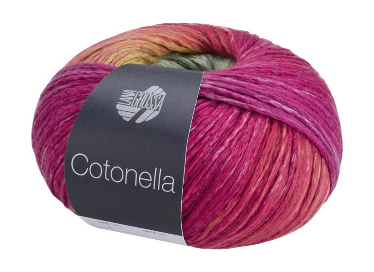Buntes Cotonella Garn von Lana Grossa in leuchtenden Farben.