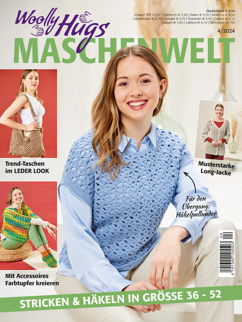 Heft Woolly Hugs Maschenwelt 04/24 mit trendigen Strickanleitungen