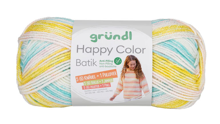 Happy Color Batik Wolle von Gründl, leuchtende Farben