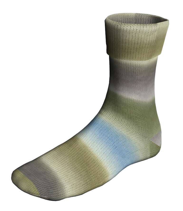 Socken aus Sockenwolle Super Soxx Colorful Cities in gedeckten Grüntönen