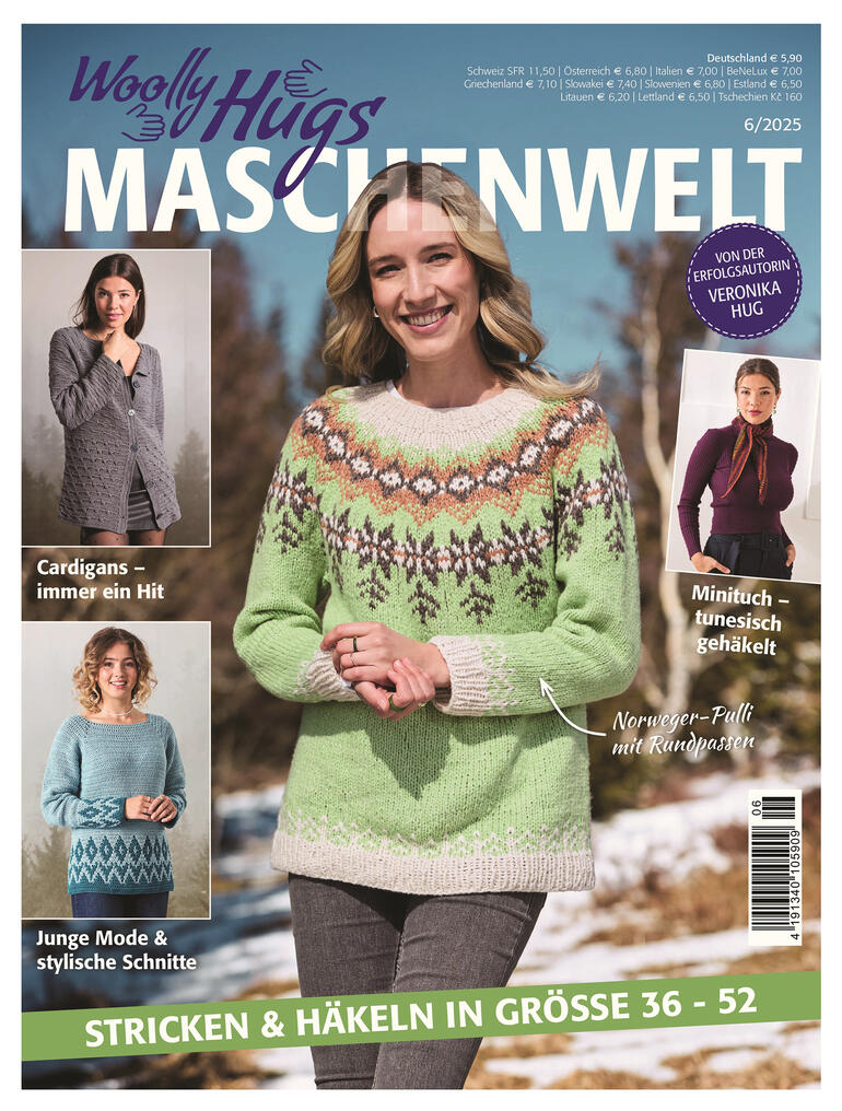 Heft 'Woolly Hugs Maschenwelt' mit Strickmodellen auf dem Cover.