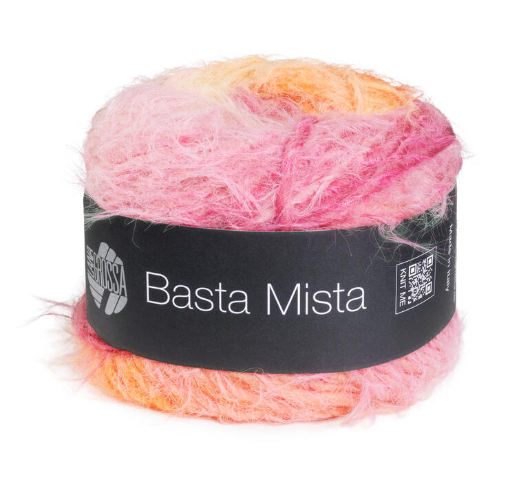 LG Basta Mista in kräftigen Rosa- und Orangetönen, Flauschgarn für kreative Projekte.