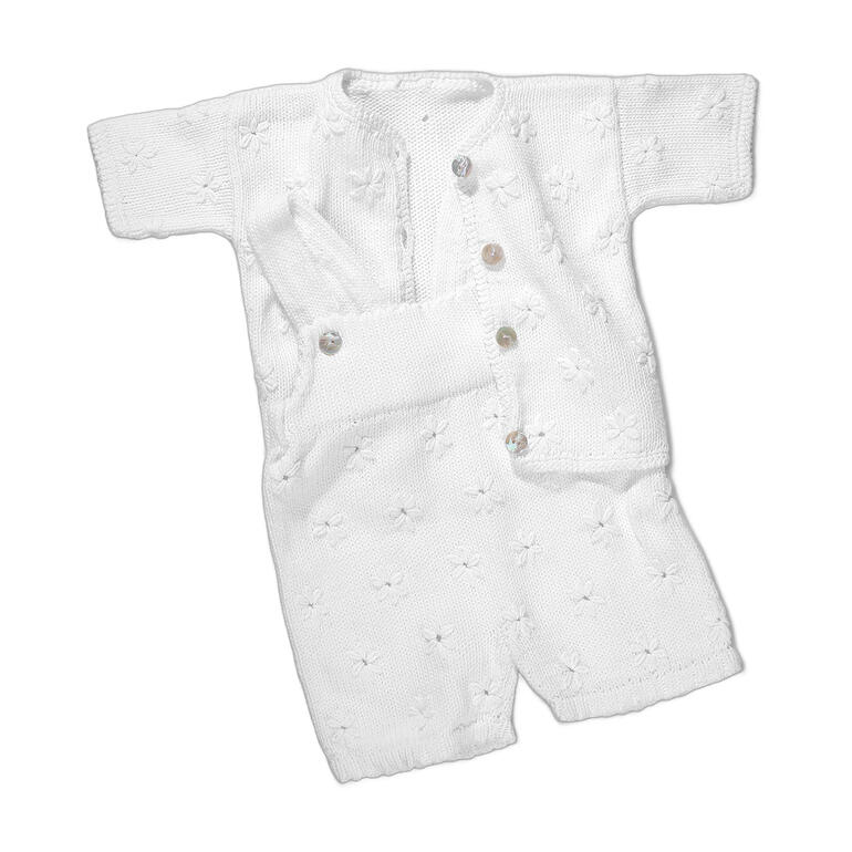 Weiße Jacke und Hose mit floralem Muster für Babys