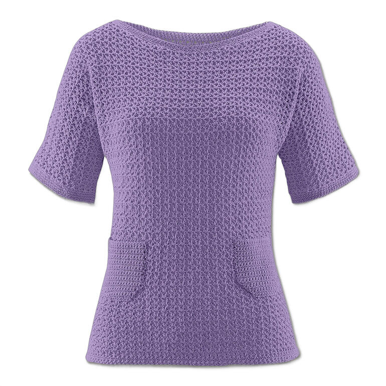 Häkelpulli aus Cotonia II, in lila-farbenem Muster