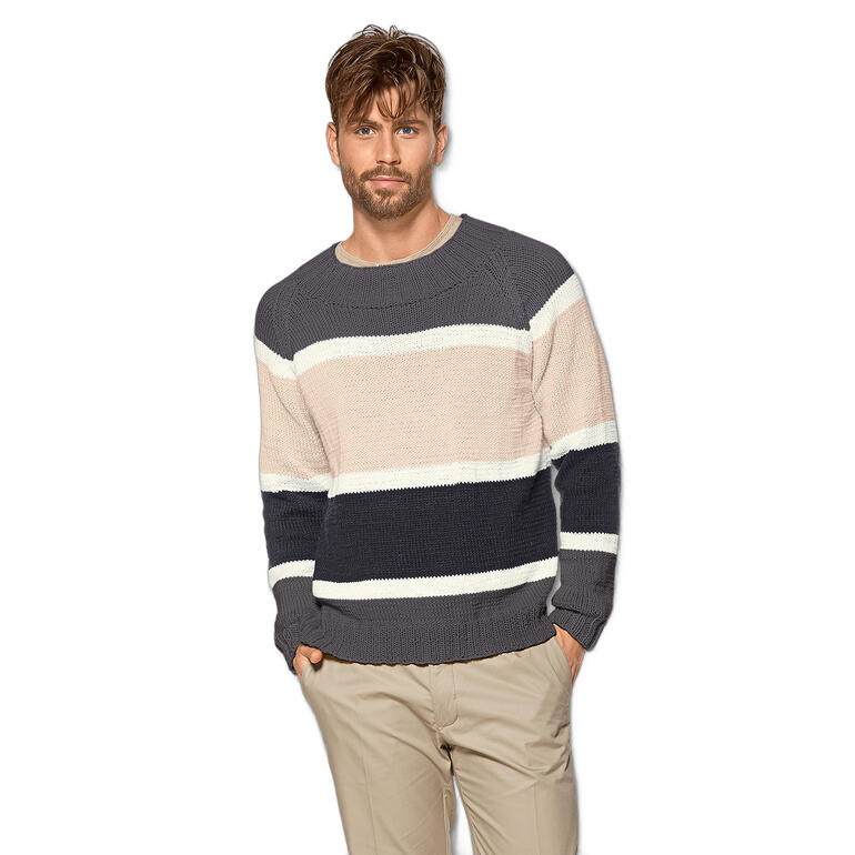 Gestreifter Pullover aus Cotonara, in lila und nude