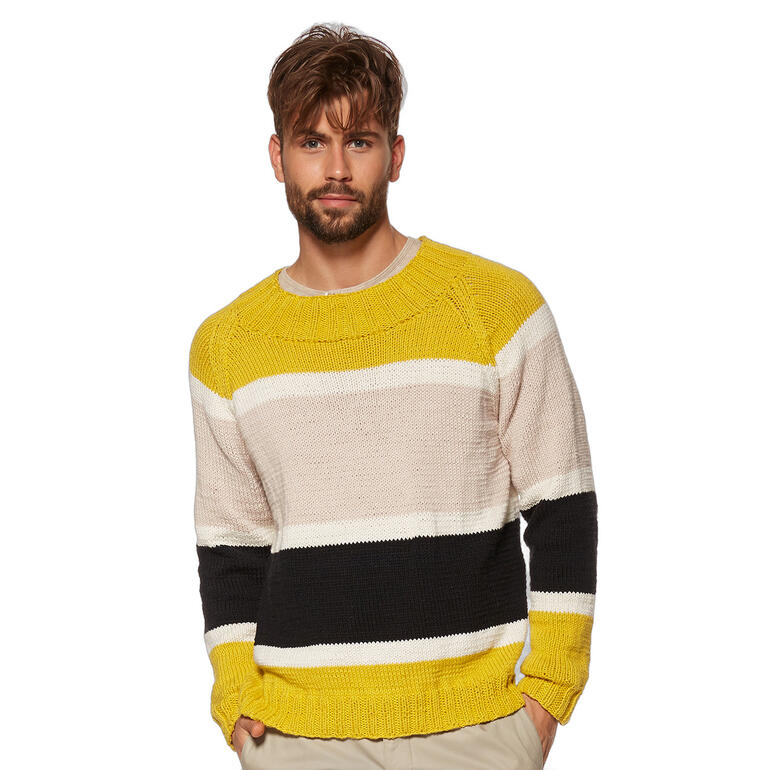 Gestreifter Pullover aus Cotonara, in gelb und beige