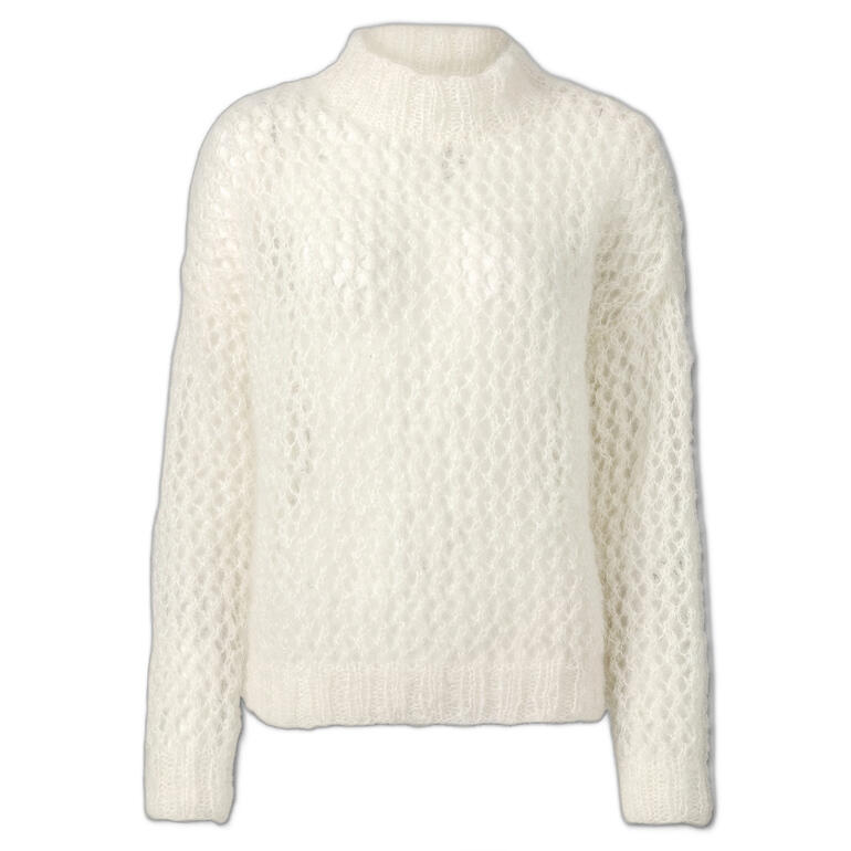 Pullover aus Feelana, mit Lochmuster, weiß