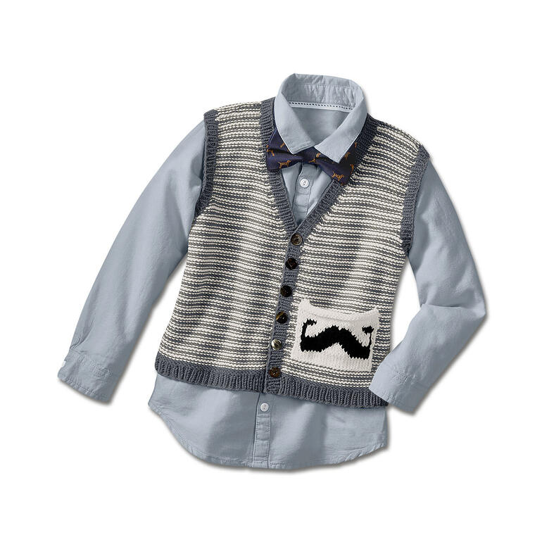 Weste aus Merino-Cotton für Kinder mit Anzughemd und Fliege.