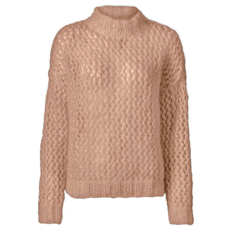 Damen Pullover aus Feelana in hellem Beige mit einem lockeren Strickmuster.
