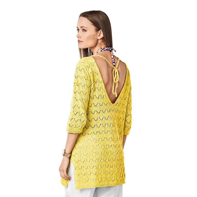 Gelber Pullover aus Contrato mit tiefem Rückenausschnitt