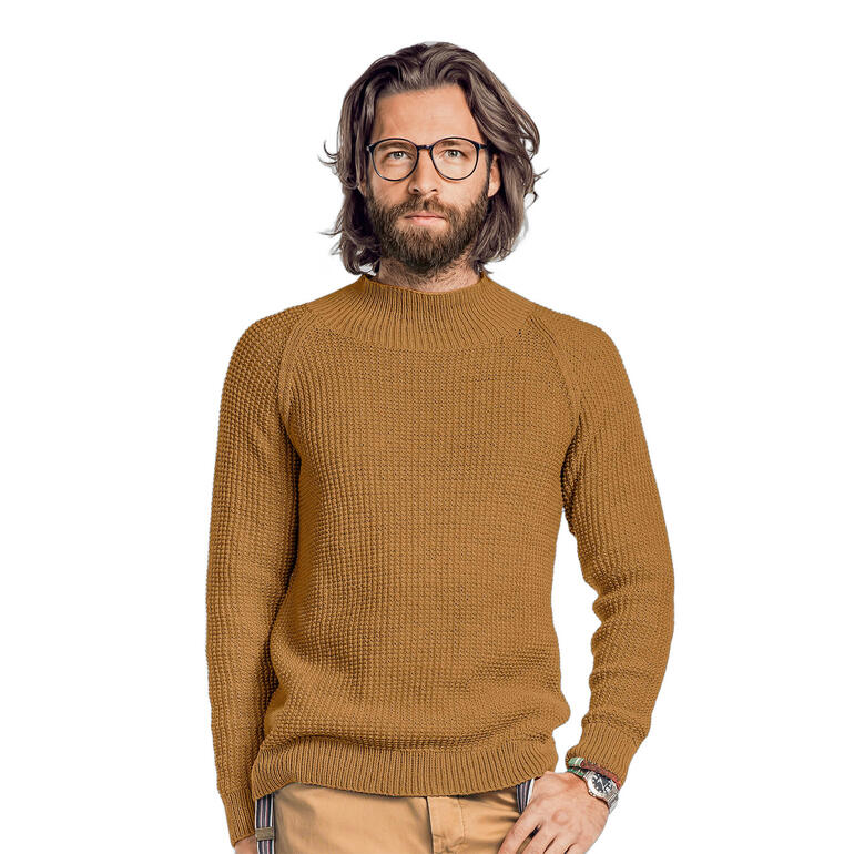 Pullover aus Cotonia II in warmem Braun und strukturierter Optik.