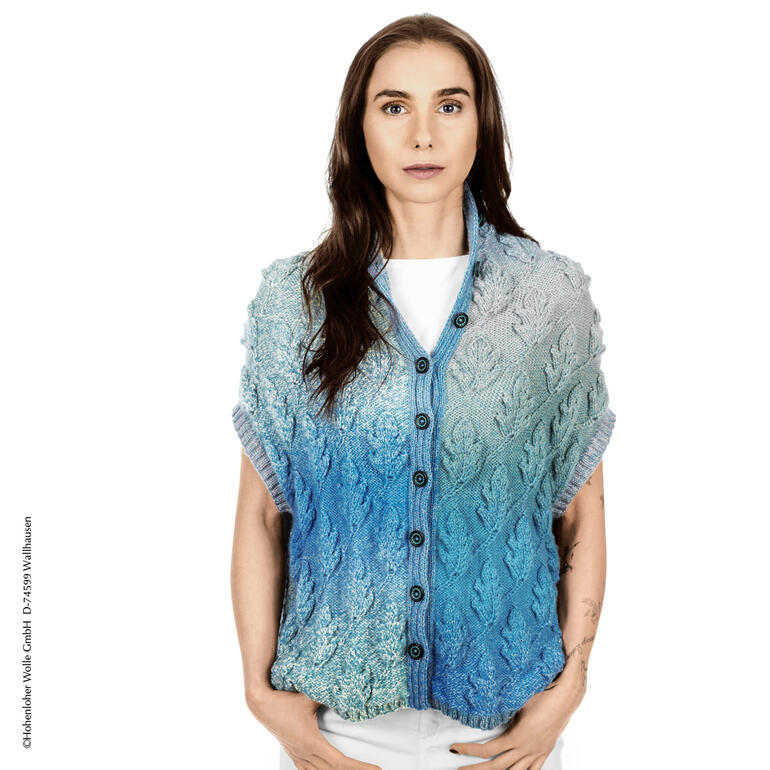Gradient-Weste aus Zauberwolle, modern mit Knöpfen