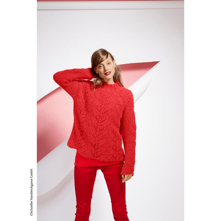 Roter Pullover aus fluffiger Alpaca-Wolle von Austermann.