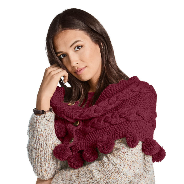 Pelerine aus Aparta-Nova mit Quasten von Junghans-Wolle.