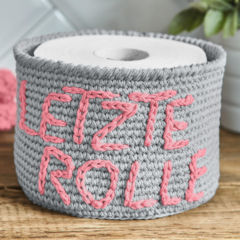 Grau-rosafarbener WC-Rollen-Bezug aus Cotonia II.