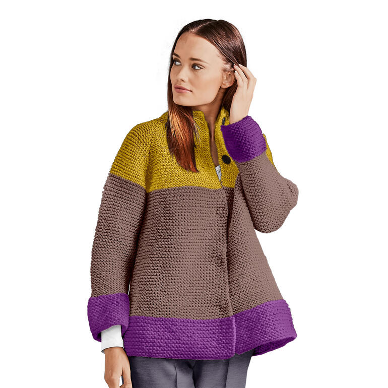 Farbige Jacke aus Merino Dick, in Blockstreifen-Design.