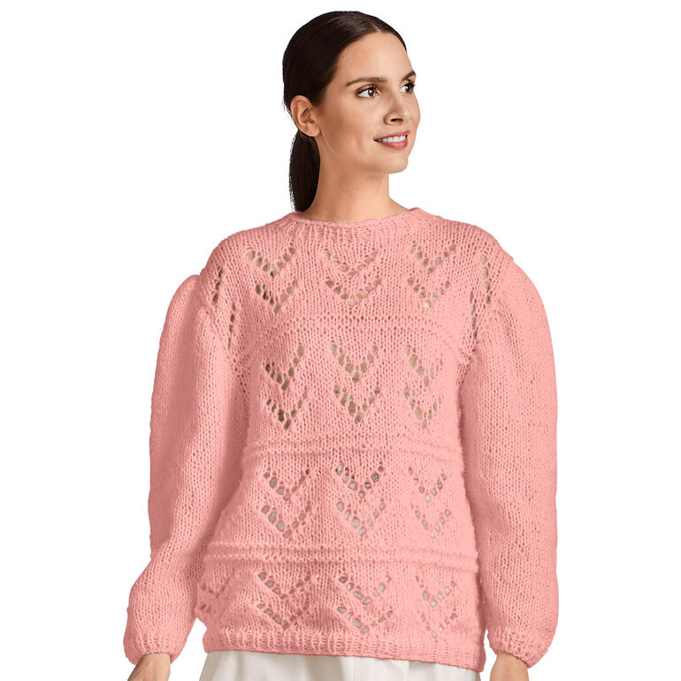 Luftiger, zweifädiger Pullover aus Cielo in zartem Rosa mit Lochmuster.