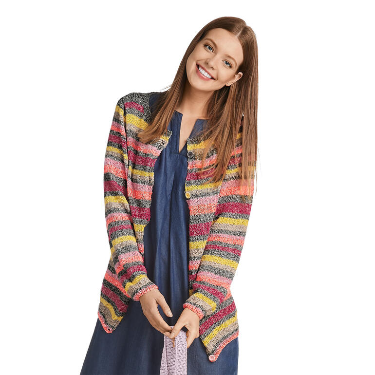 Jacke aus Contrato in buntem Streifenmuster, lässig mit abgerundetem Saum.