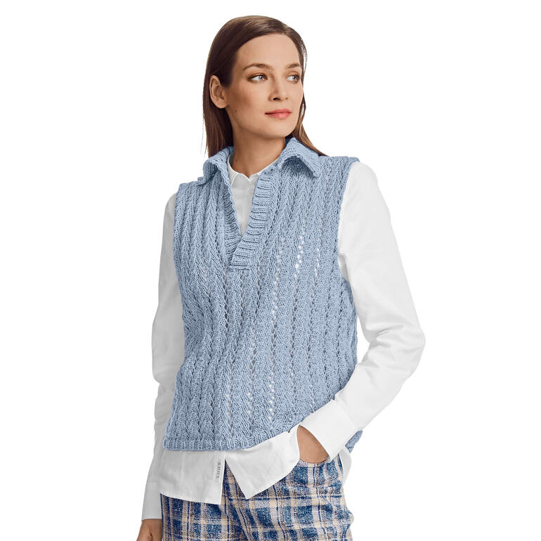 Helles Polo-Pullunder aus Merino-Cotton in einem lässigen Look.