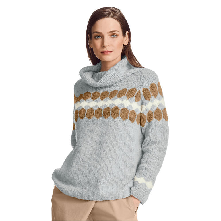 Gemusterter Pullover aus Arequipa mit hohem Kragen und lässiger Passform.
