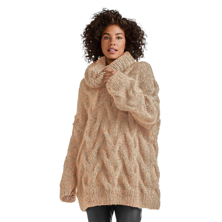 Pullover, 2-fädig aus Feelana und Contrato, in sanftem Beige.