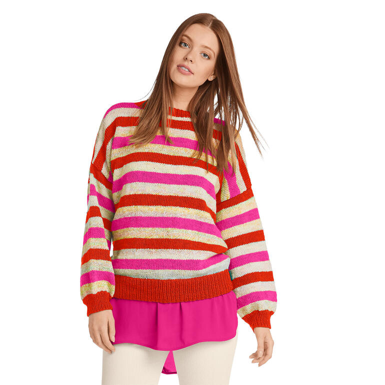 Gestreifter Pullover aus Monello-175 Color und Monello-175 Uni.