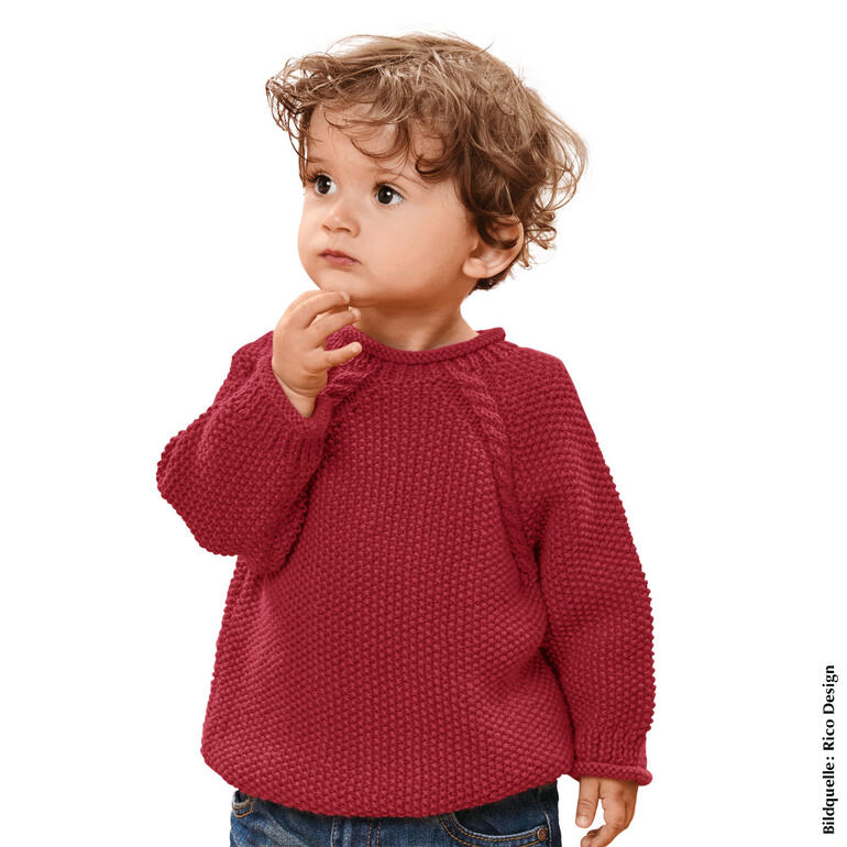 Baby-Pullover aus Baby Dream dk Uni in Rot.