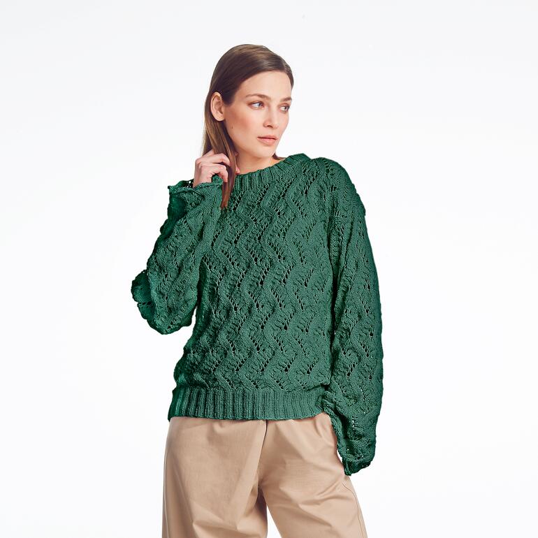 Grüner Pullover aus Ribolli mit strukturiertem Muster