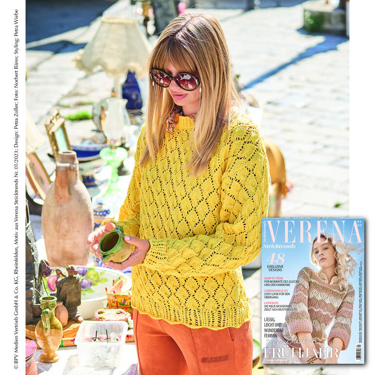 Pullover aus Recycle & Cotone in leuchtendem Gelb.