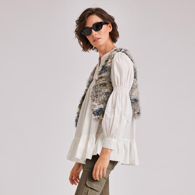 Weste aus Bo. in grau mit floralem Muster und lässigem Schnitt