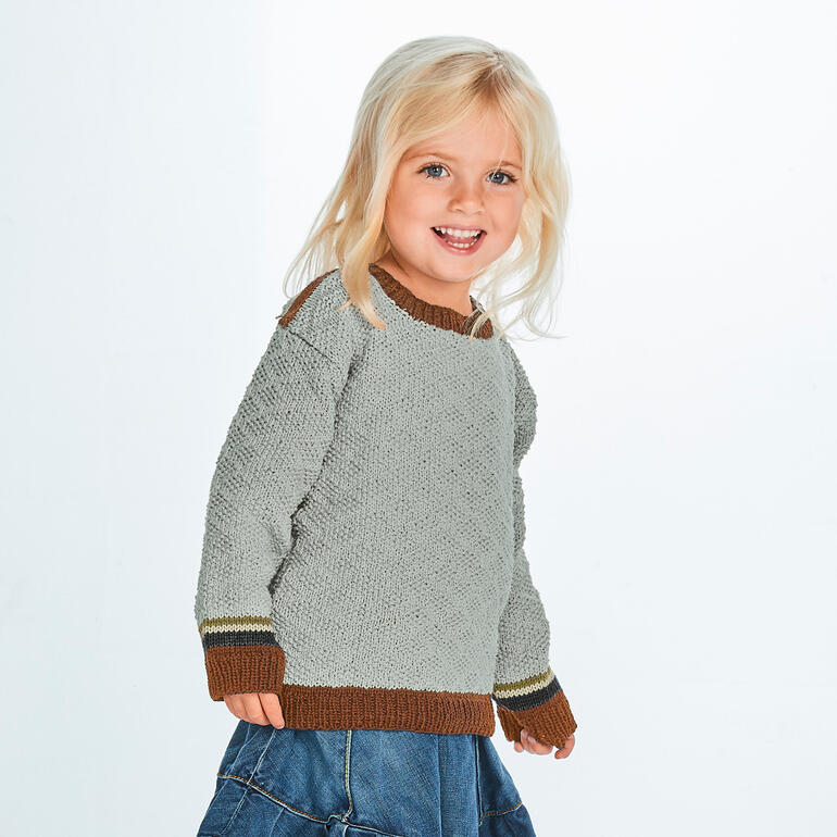 Kinderpullover aus Cottonprima in grau mit elastischen Bündchen und lässigem Schnitt.