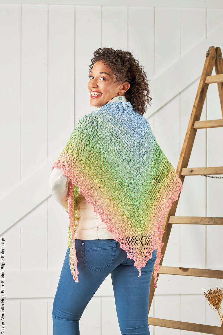 Häkel-Tuch ca. 180 x 90 cm aus Bobbel Cotton, Sicht von hinten.