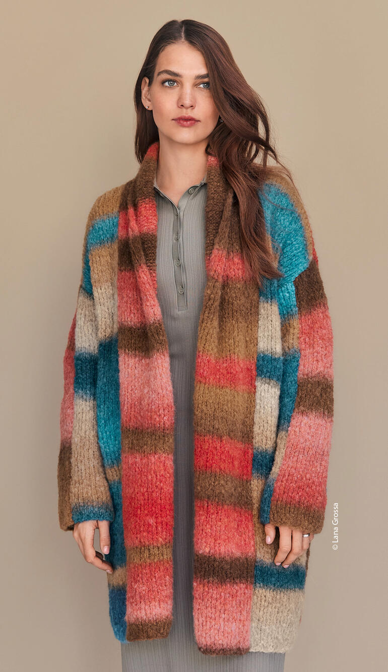 Bunte Jacke aus Gigante mit Farbmuster